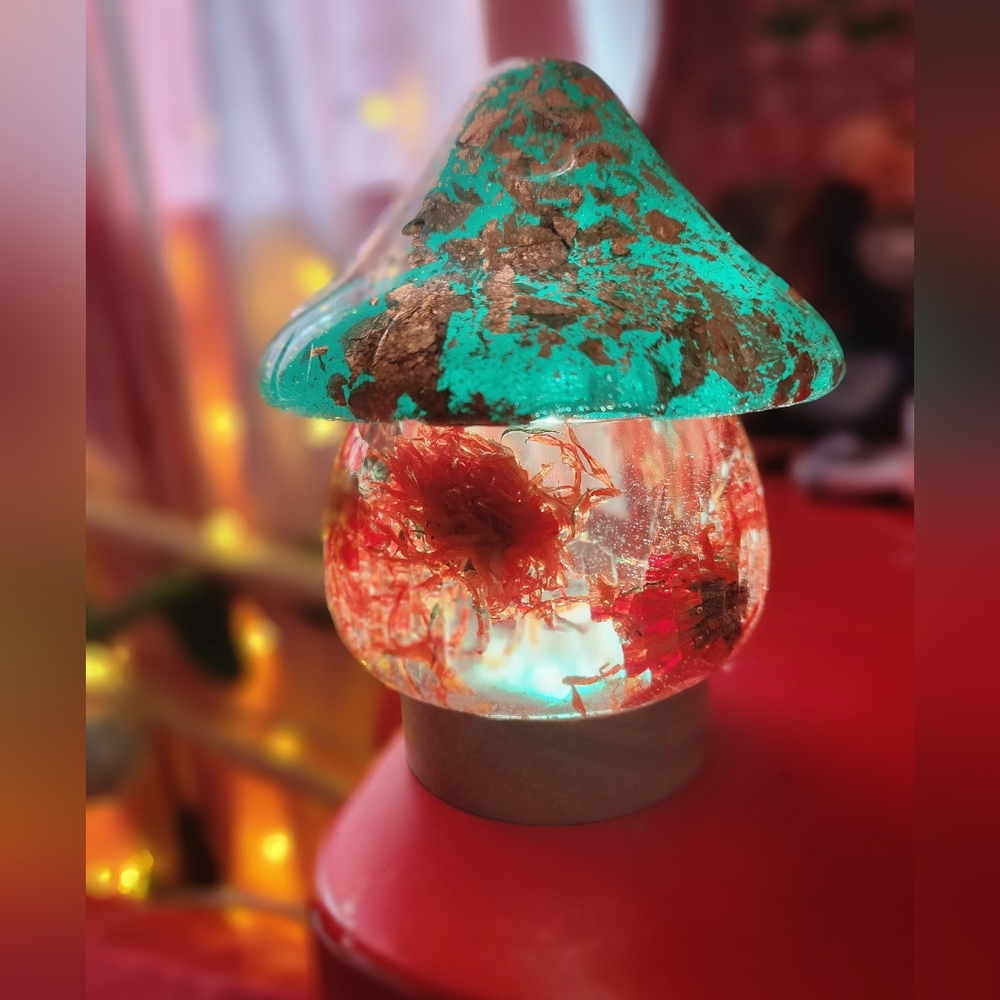 Handmade color change mushroom lamp SOLD